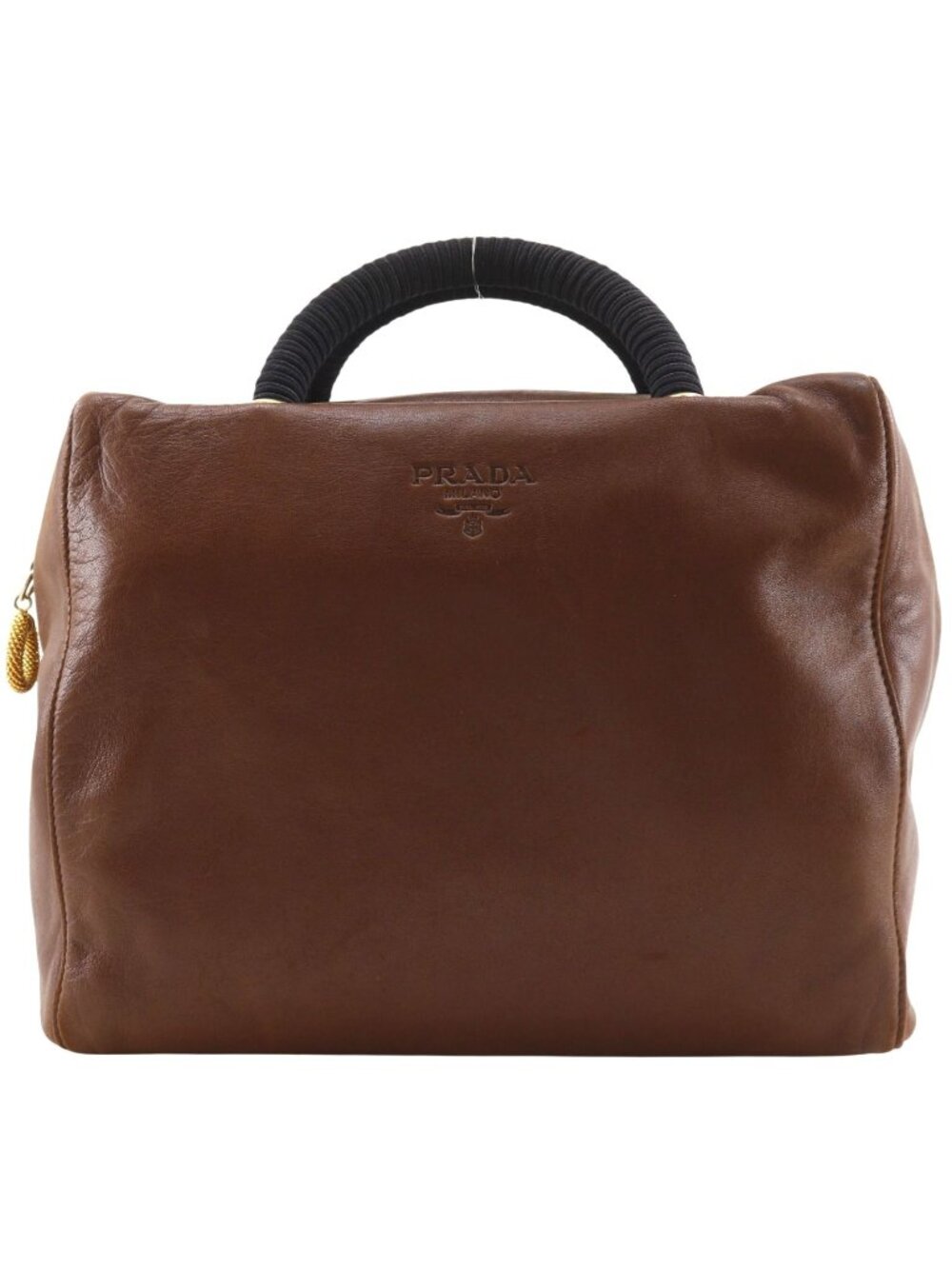 Prada Logo Leather Brown Handbag
